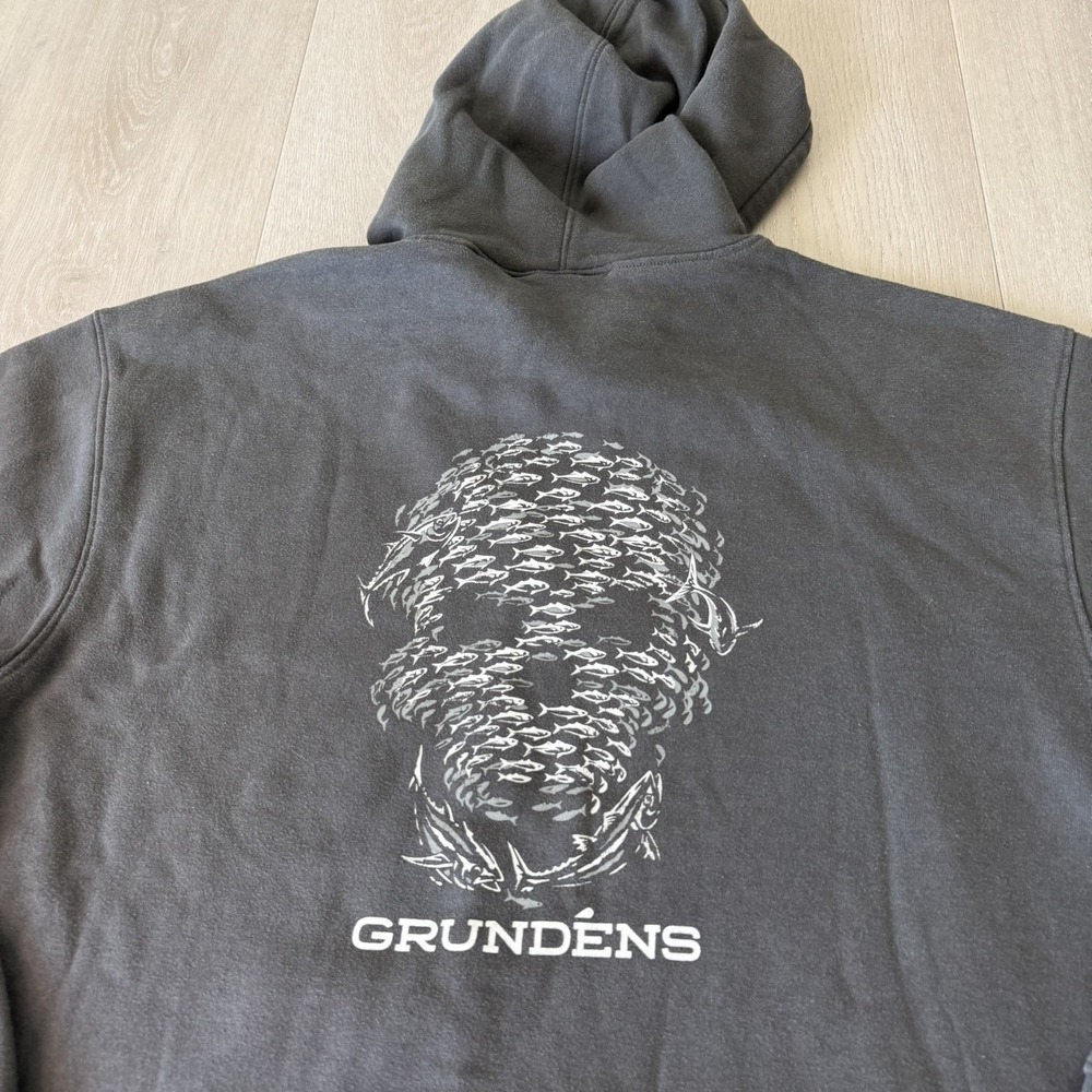 Grundens Bait Ball Hoodie Sweatshirt Men's Size L Fish Skull Outdoor Rugged